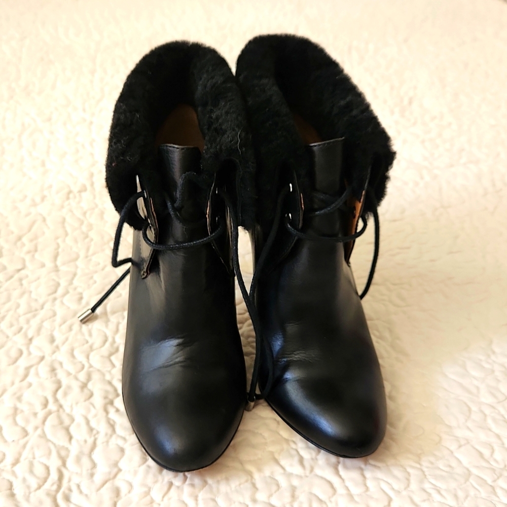 Womens black booties gently used size 8 1/2.